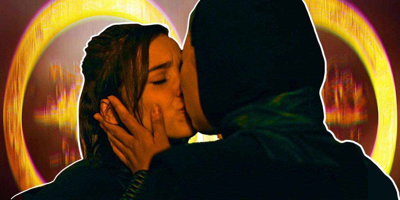 Alba Baptista as Ava Silva kissing Kristina Tonteri as Sister Beatrice in Warrior Nun