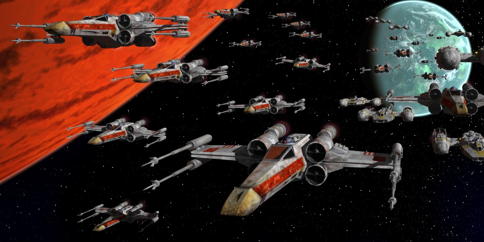 Os X Wings operados pelos rebeldes estão se aproximando da Estrela da Morte