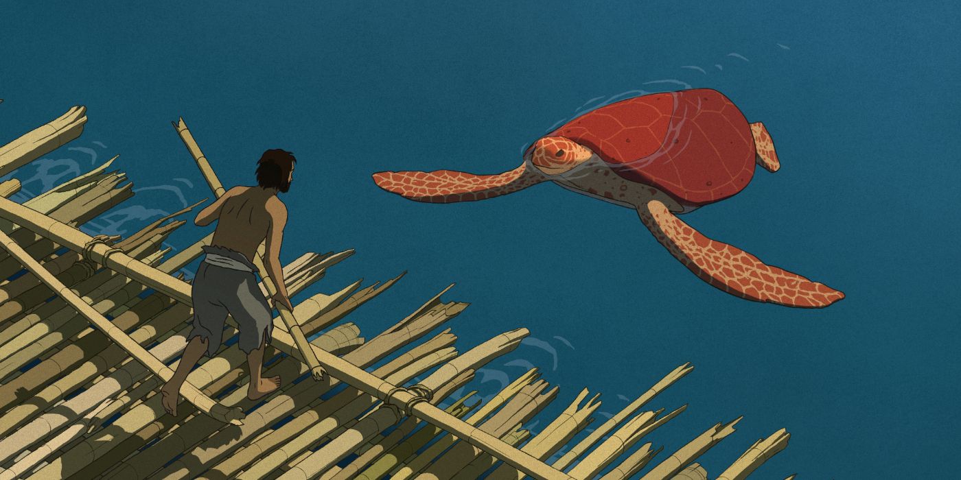 A man and the turtle from The Red Turtle