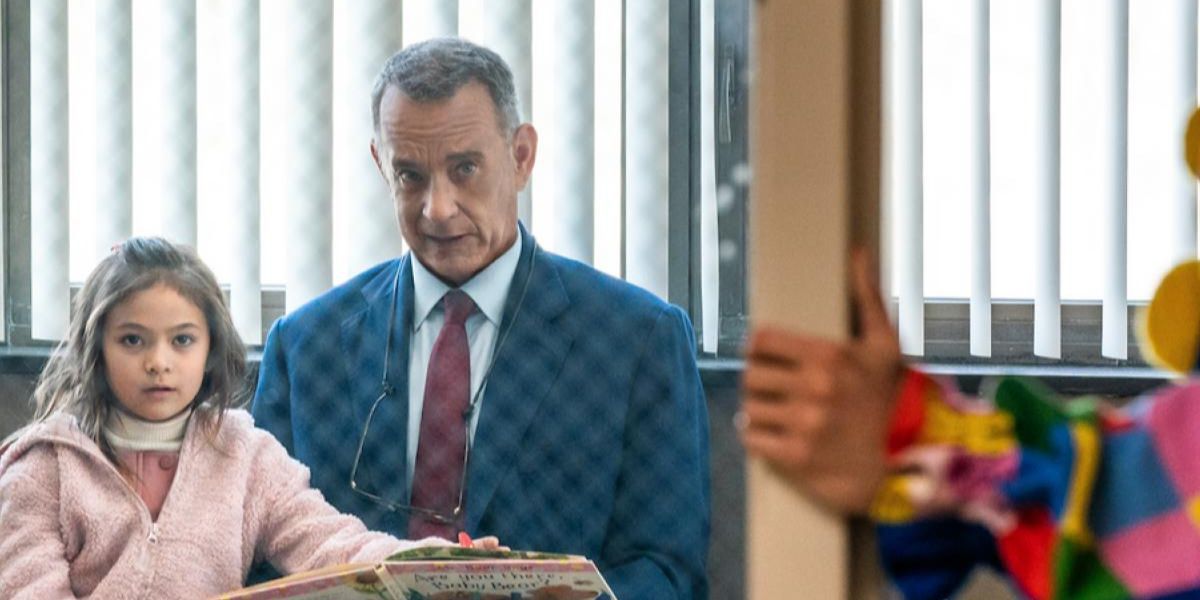 Tom Hanks fica nervoso perto de um palhaço em A Man Called Otto