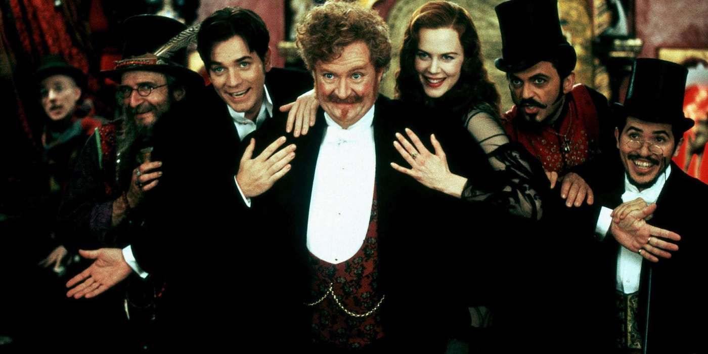 Ewan McGregor, Jim Broadbent, Nicole Kidman, and John Leguizamo in Moulin Rouge