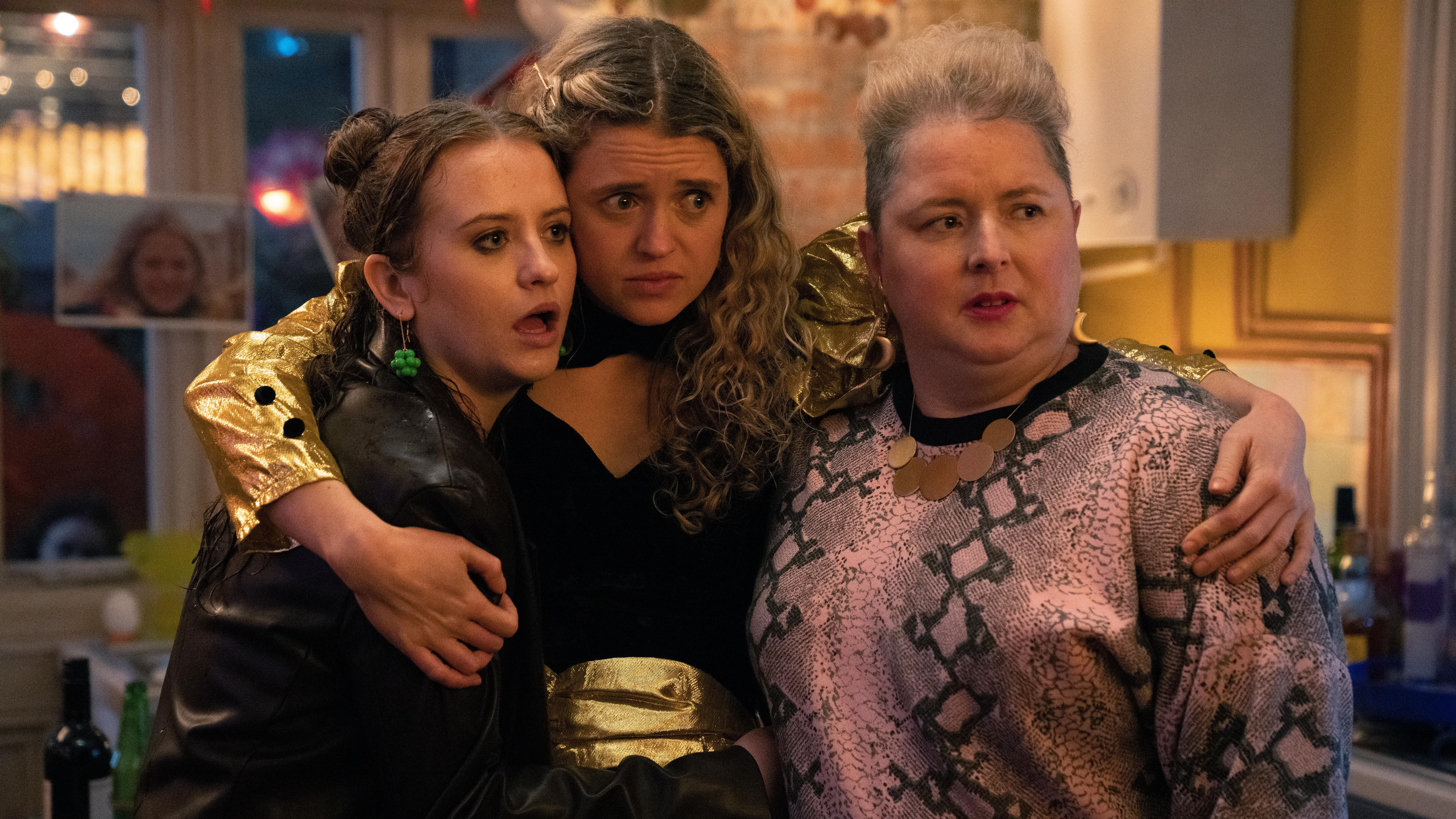 Máiréad Tyers, Sofia Oxenham and Siobhan McSweeney in Extraordinary Season 1, Episode 7..