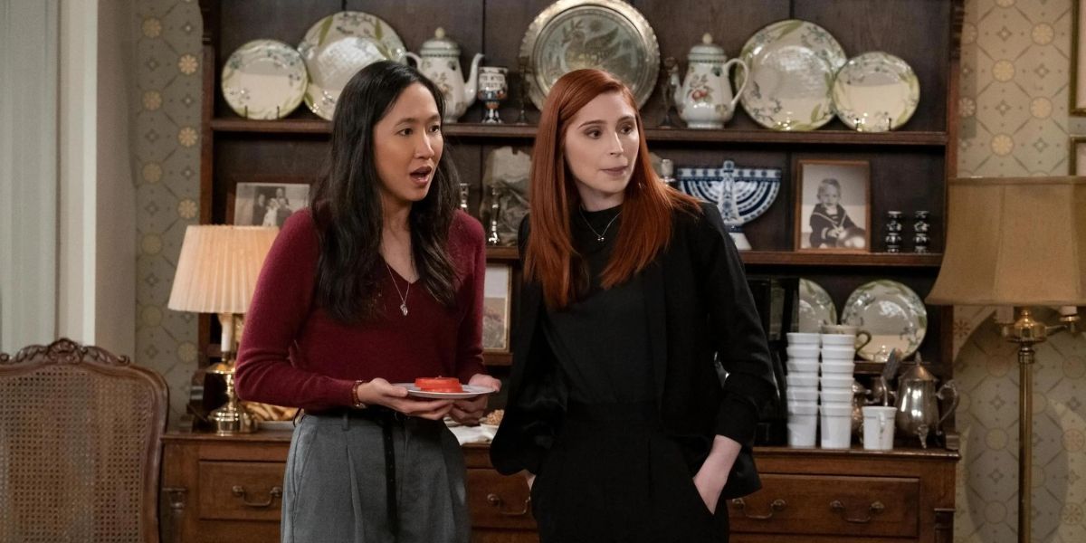 Ellen, played by Tien Tran, and love interest Rachel, played by Aby James, look surprised in 'How I Met Your Father' Season 1.