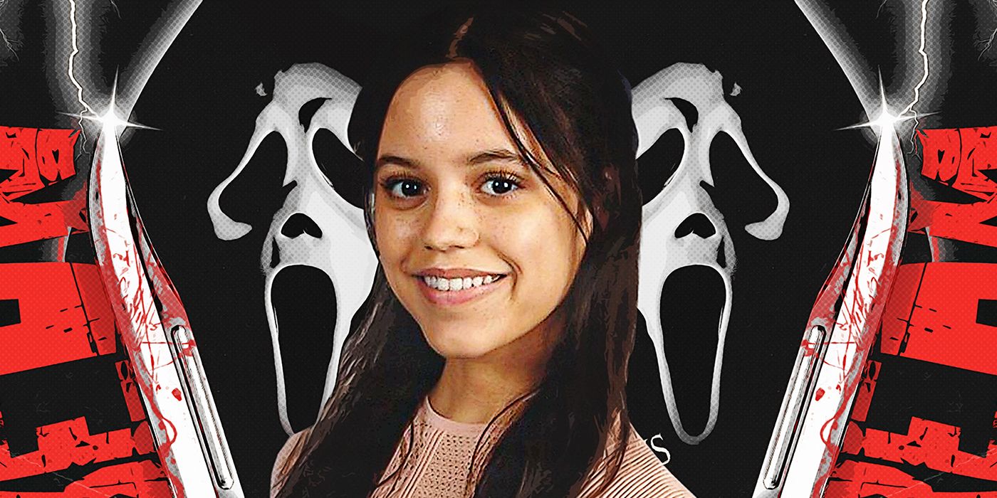 Jenna Ortega with the Scream Ghostface killer