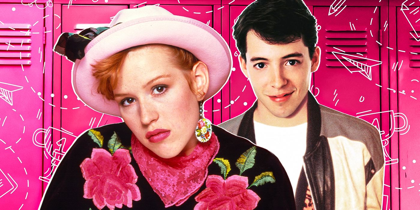 Blended image showing characters from Pretty in Pink and Ferris Bueller