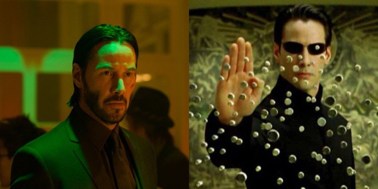 Collage of John Wick (2014) and The Matrix (1999)