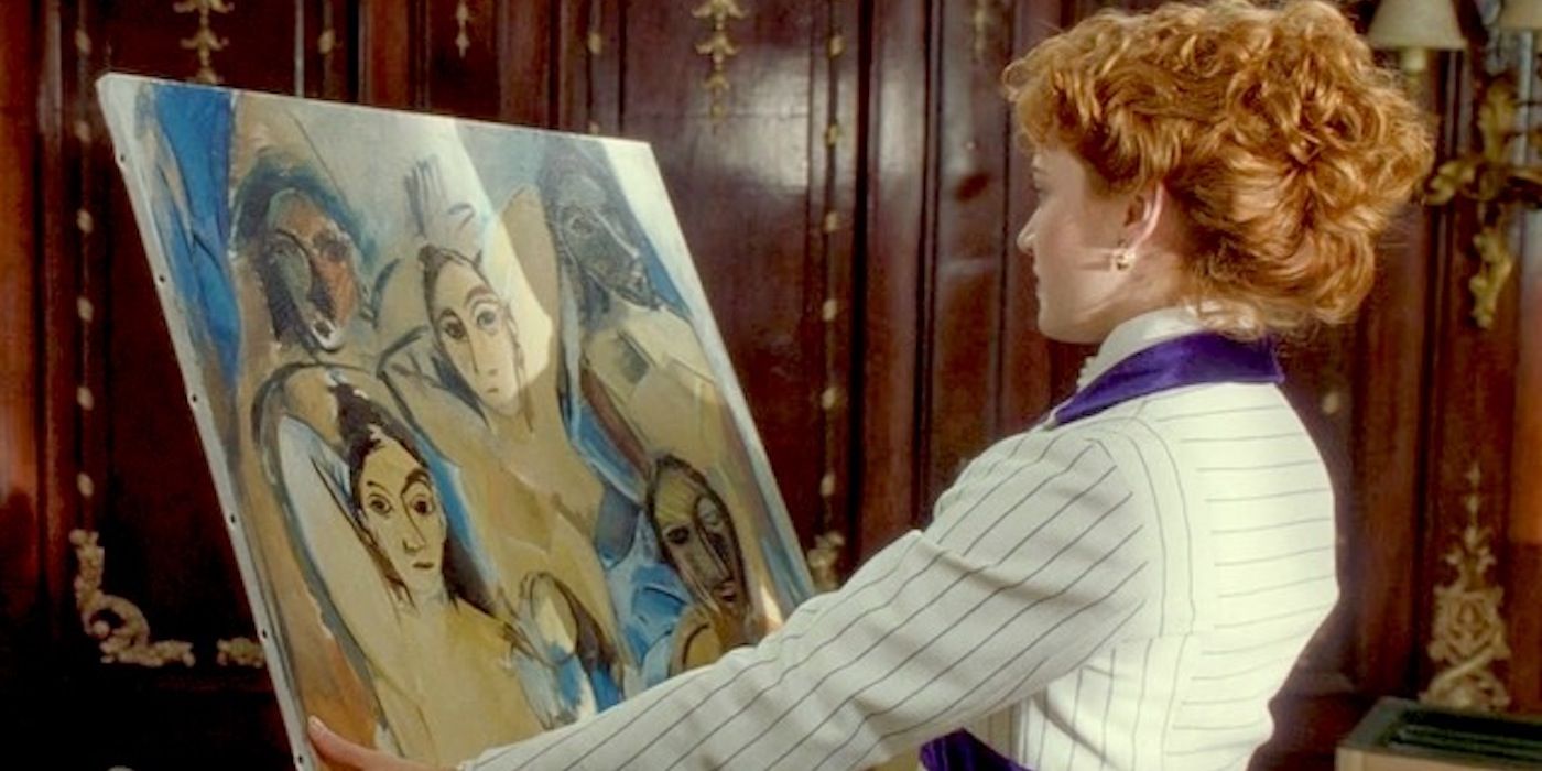 Kate WInslet as Rose holding a Picasso painting in Titanic