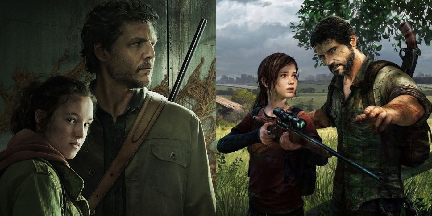 Joel and Ellie in the HBO Series side-by-side with their video game counterparts