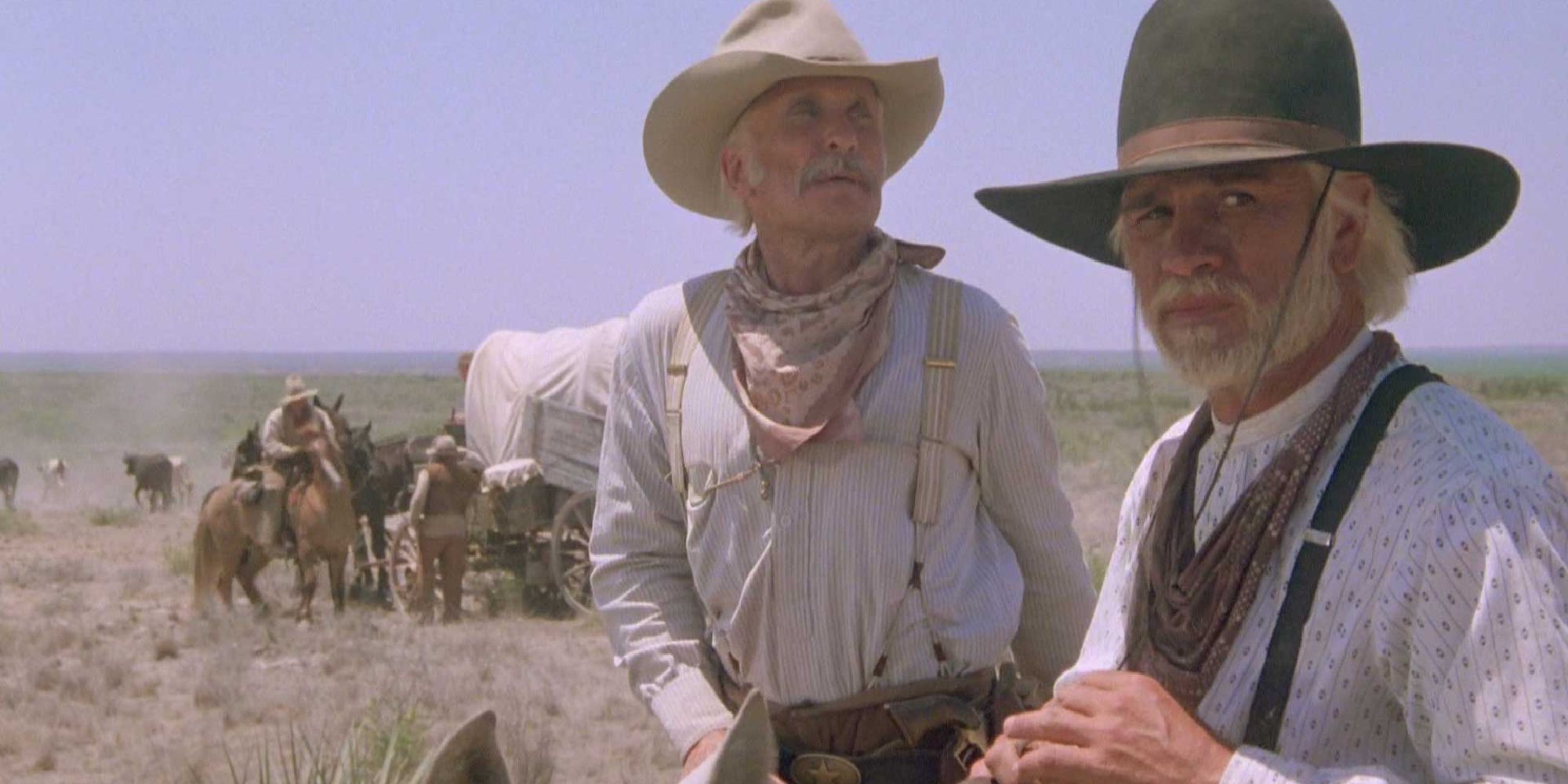 Gus (Robert Duvall) and Call (Tommy Lee Jones) on the plains in Lonesome Dove