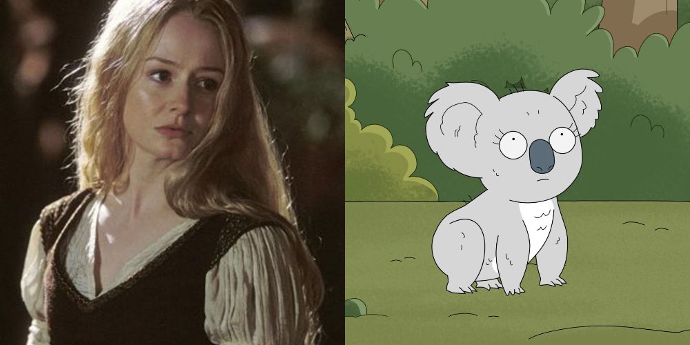 An image of Miranda Otto next to an image of her character Mindy in Koala Man