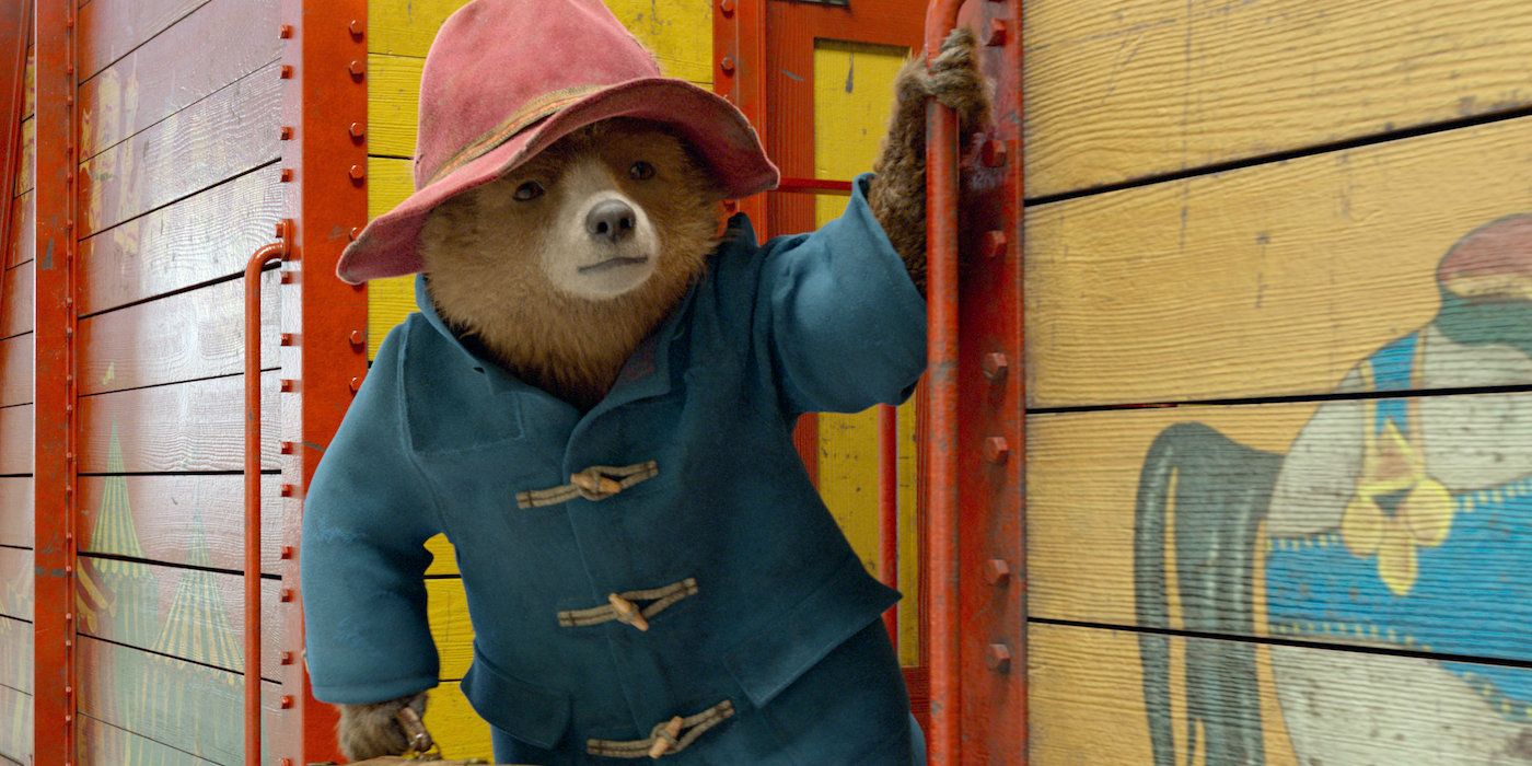 Paddington riding a train in Paddington 2