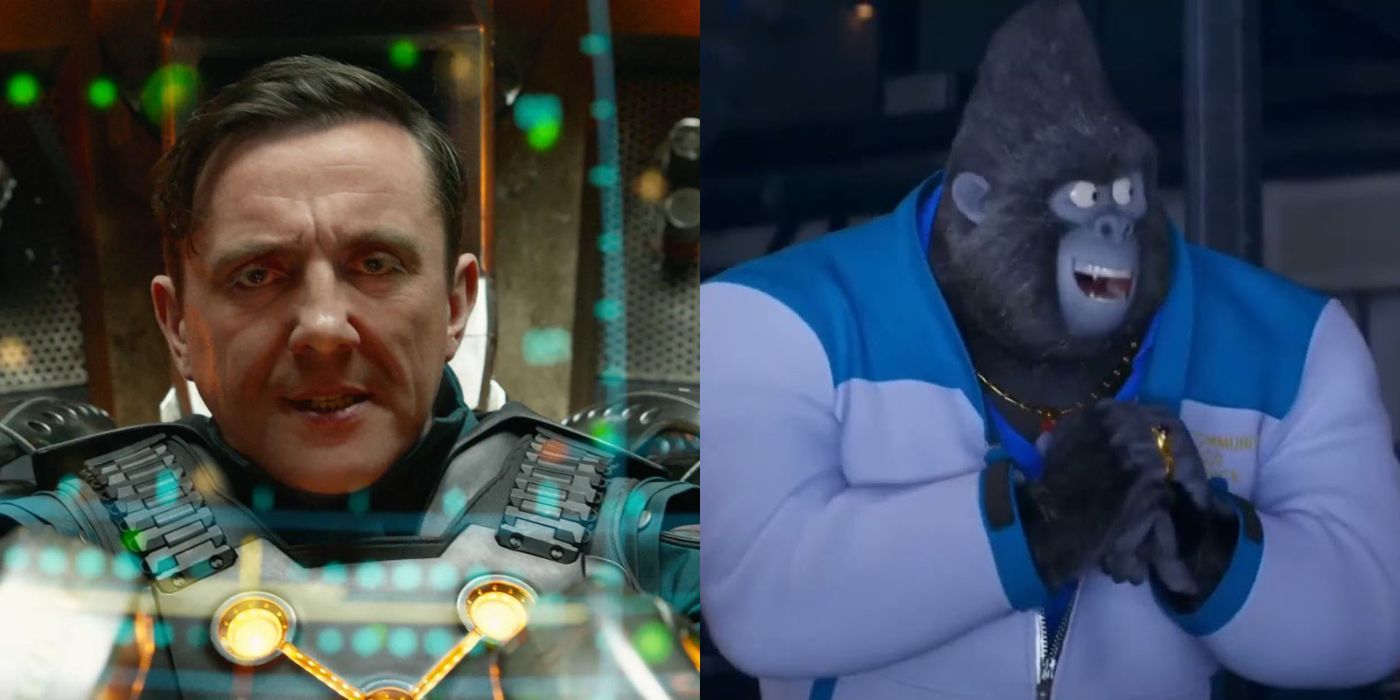 Peter Serafinowicz side-by-side with his Sing 2 character Big Daddy