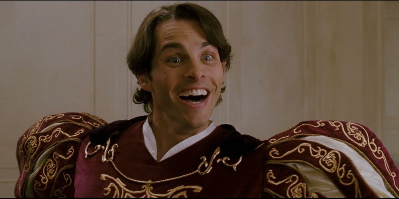 Prince Edward, played by James Marsden, looking excited in 'Enchanted.'