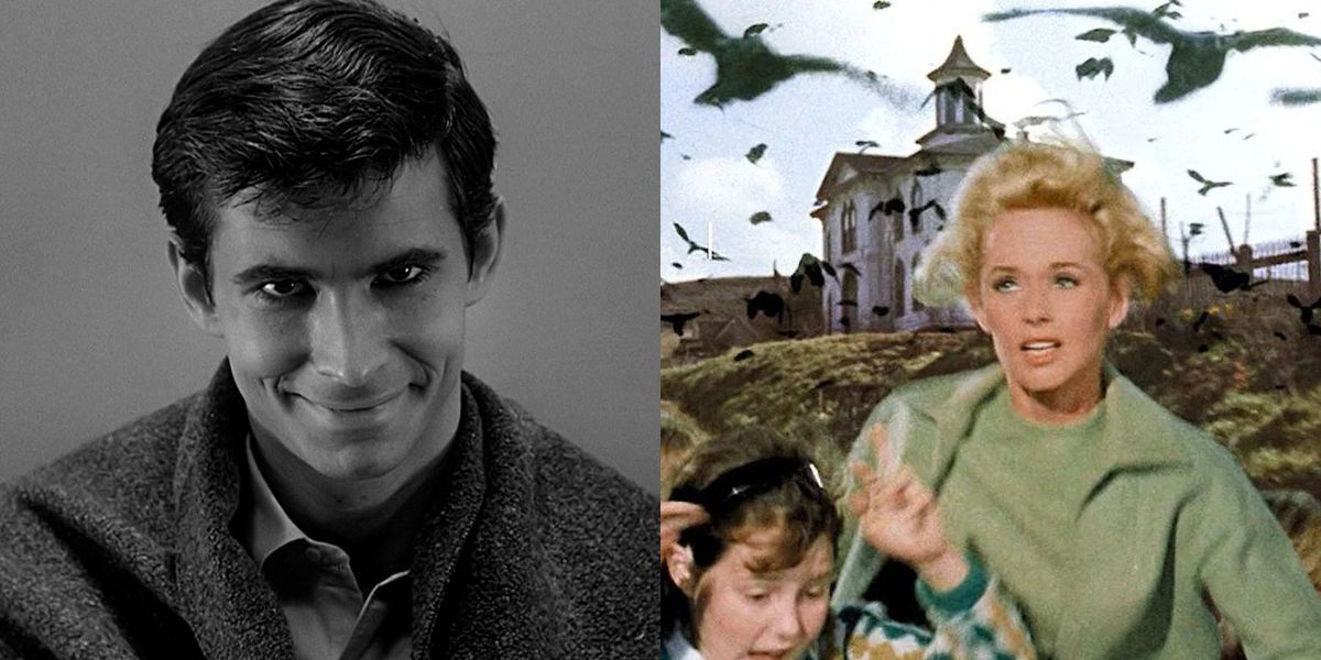 Norman Bates side by side with Melanie in The Birds