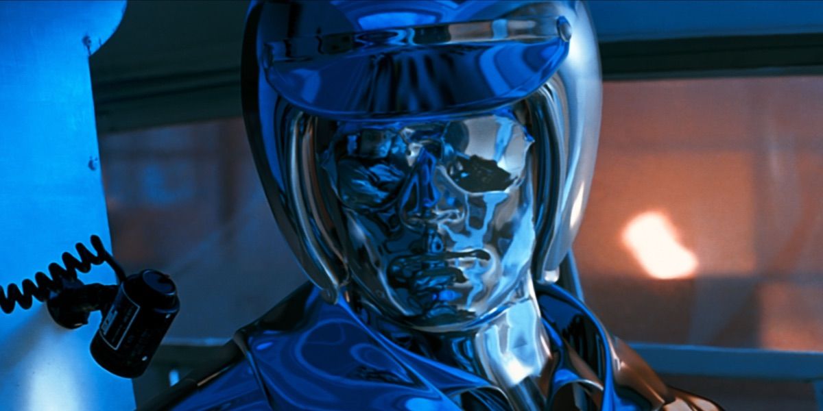 Le T-1000 sous sa forme mercuriale dans Terminator 2 : Judgement Day.