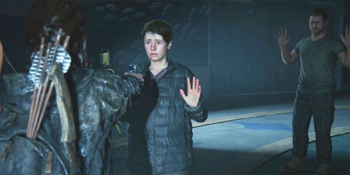 Ellie confronts a pregnant Mel and Owen in The Last of Us Part II