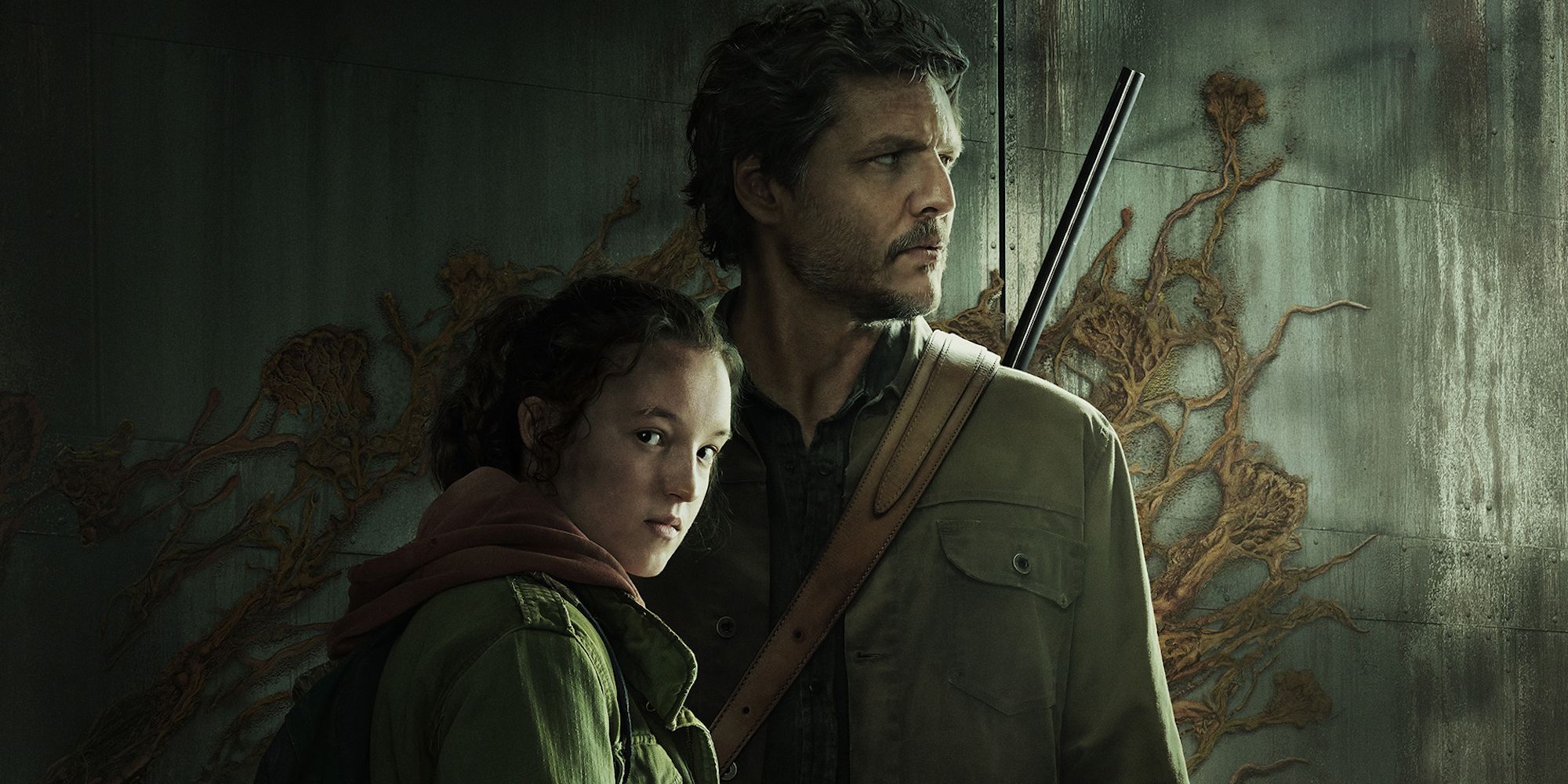 Pedro Pascal as Joel and Bella Ramsey as Ellie in a promo image for The Last of Us
