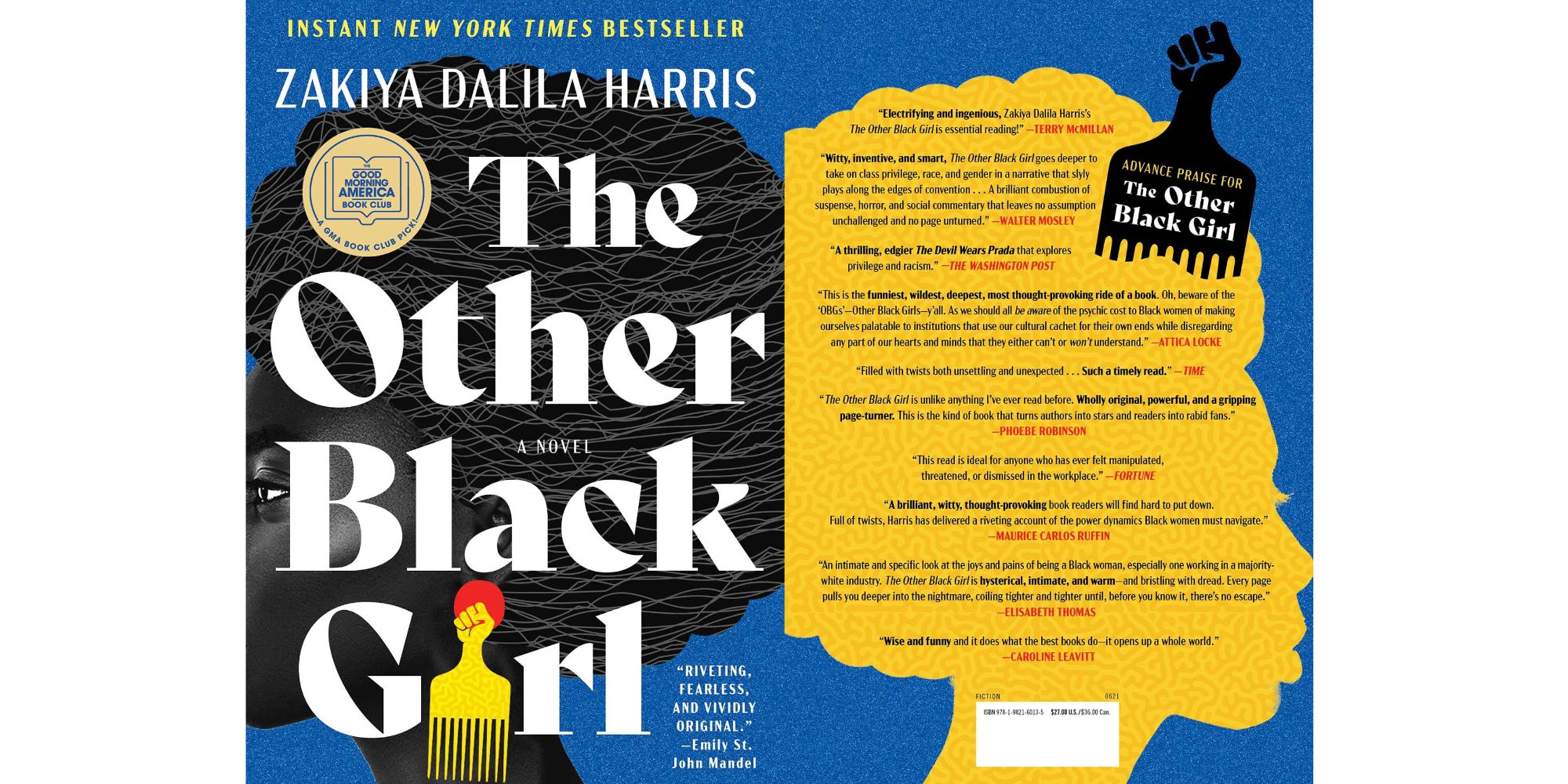 Sampul depan dan belakang buku The Other Black Girl karya Zakiya Dalila Harris