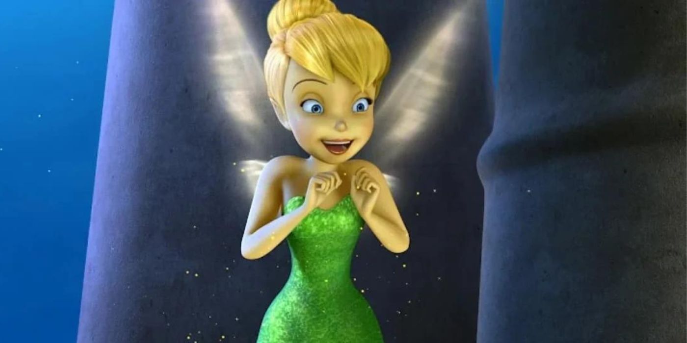 Tinker Bell looking excited by something in 'Disney Fairies'