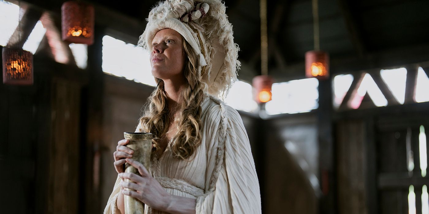 Frida Gustavsson dans le rôle de Freydis Eriksdotter dans l'épisode 3 de la saison 2 de Vikings : Valhalla.