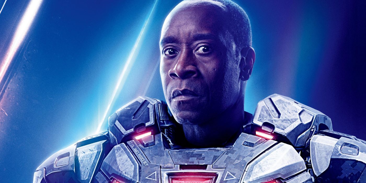 Don Cheadle as War Machine in a character poster for Avengers: Infinity War