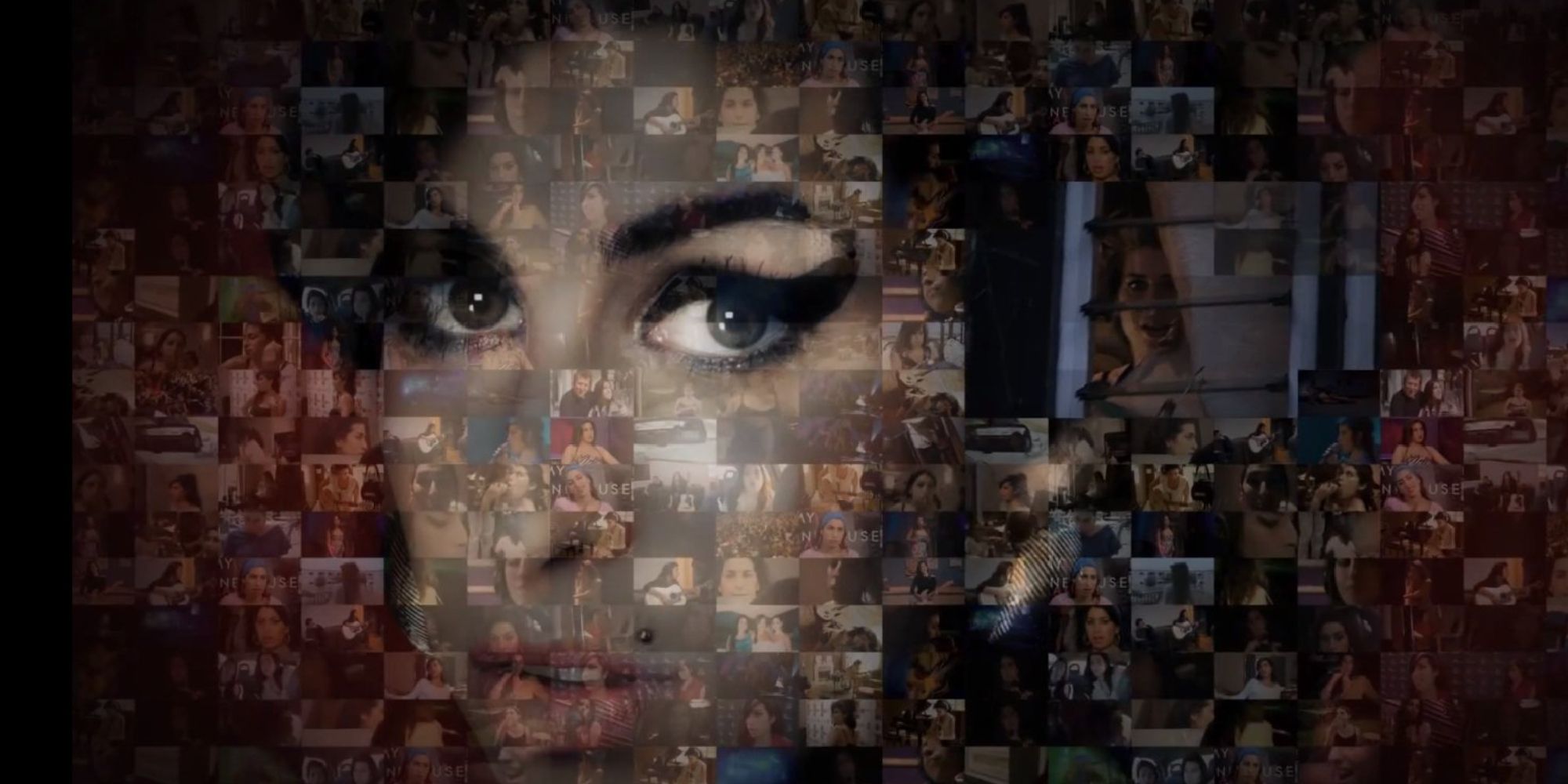 A collage of many Amy Winehouse pictures in 'Amy'