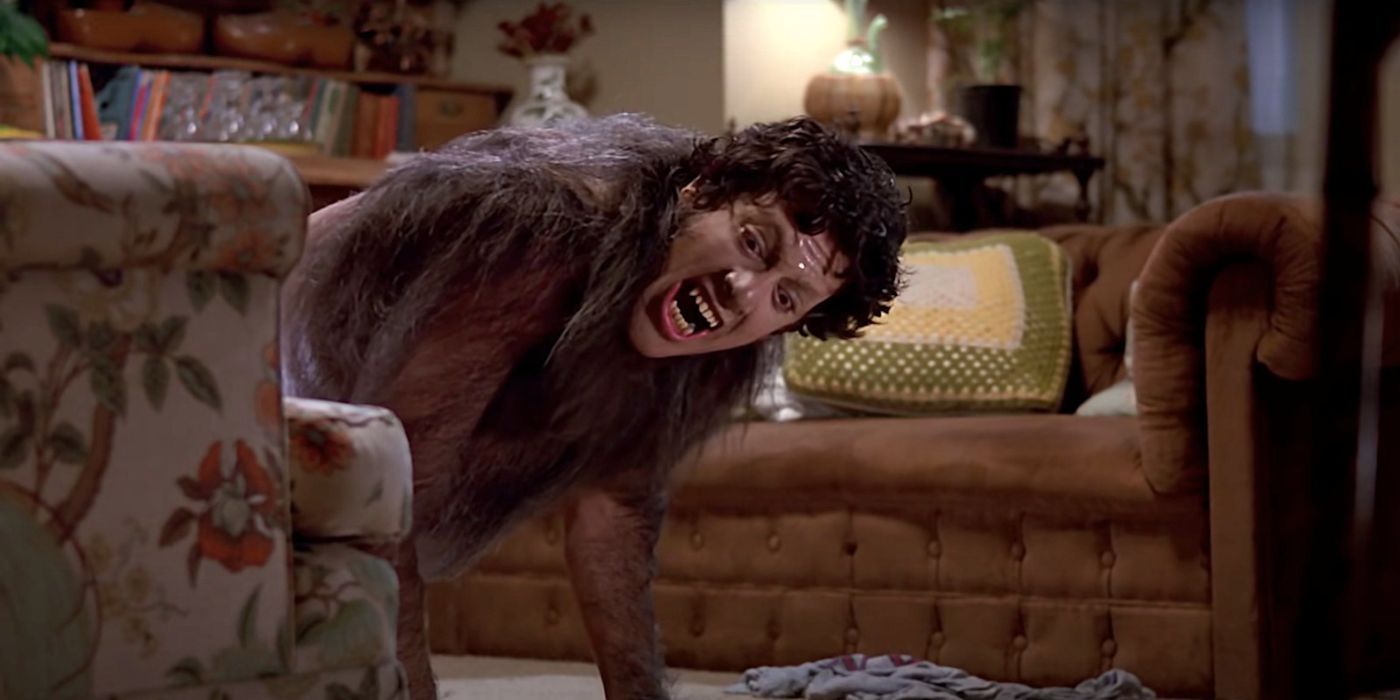 David Naughton as David Kessler in the painful werewolf transformation scene in 'An American Werewolf in London'.