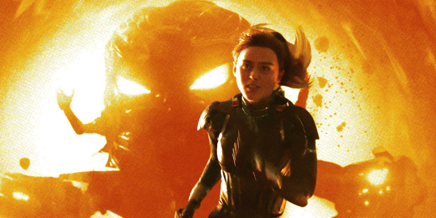 Kathryn Newton as Cassie running from MODOK in Ant-Man & the Wasp: Quantumania