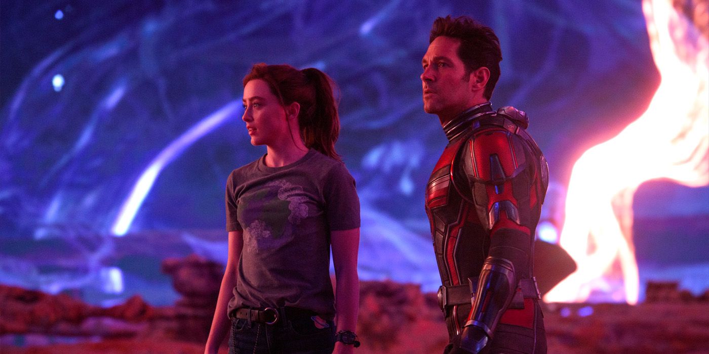 Kathryn Newton and Paul Rudd are stuck in the quantum realm in a scene from Ant-Man and the Wasp: Quantumania