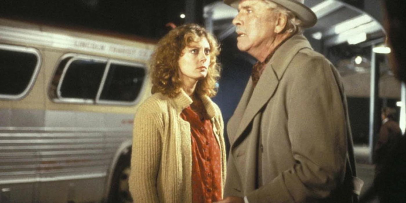 Burt Lancaster as Lou and Susan Sarandon as Sally standing at the subway station in Atlantic City.