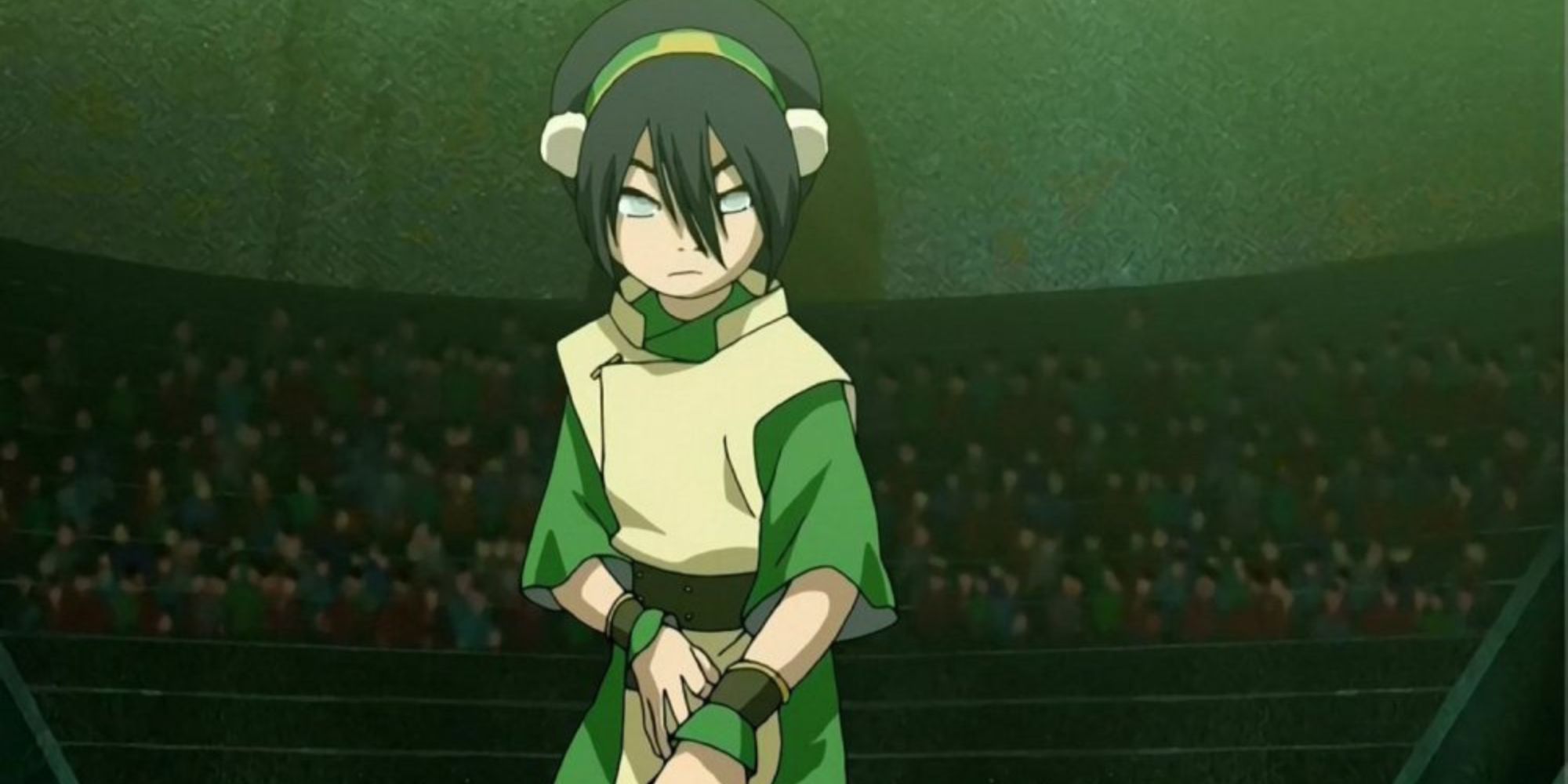 Toph earthbending in a stadium from 'Avatar: The Last Airbender'