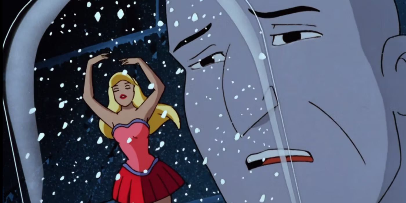 Mr. Freeze stares at a snowball sadly in Batman The Animated Series