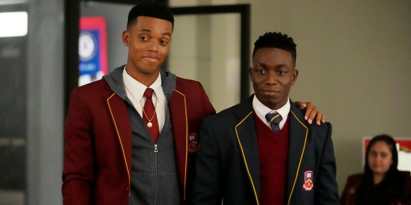 Two young men in school uniforms standing side by side in Bel-Air