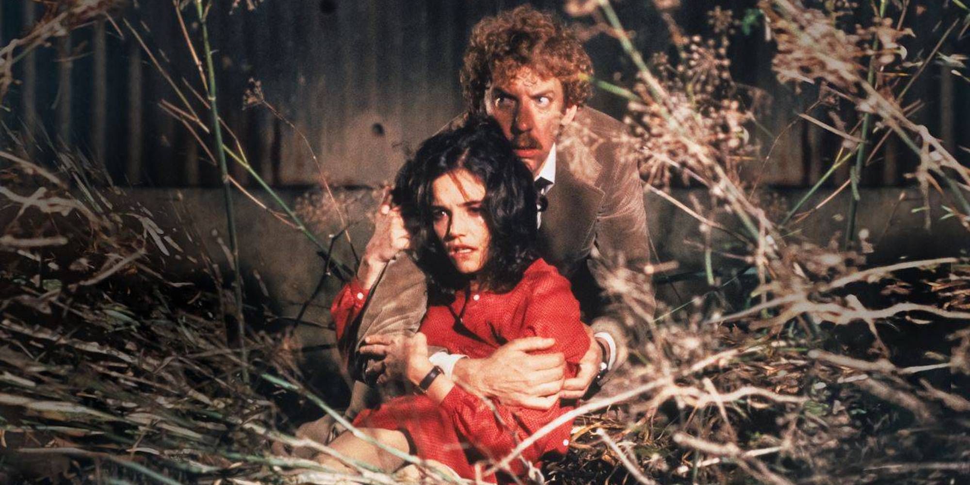 Brooke Adams et Donald Sutherland se cachent dans les herbes dans Invasion of The Body Snatchers 1978