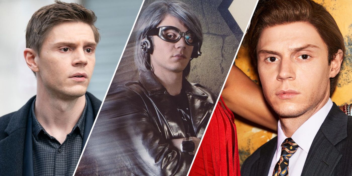 Split image showing Evan Peters in Mare of Easttown, X-Men Days of Future Past, and Pose