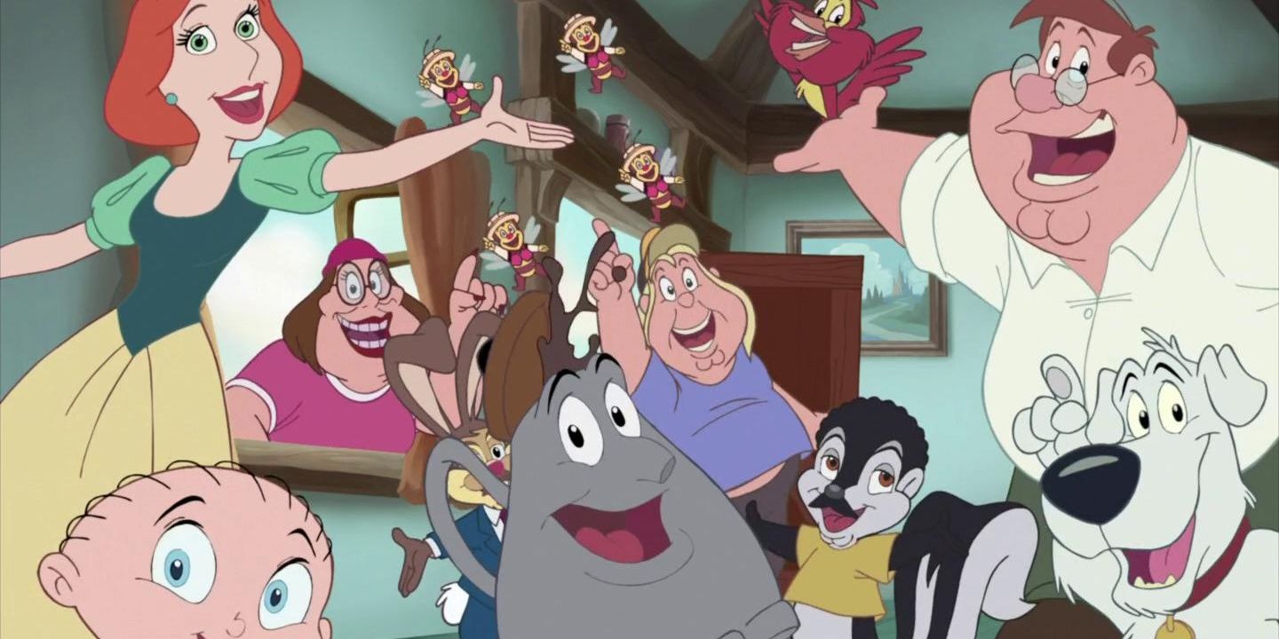 Family Guy characters drawn in a Disney style