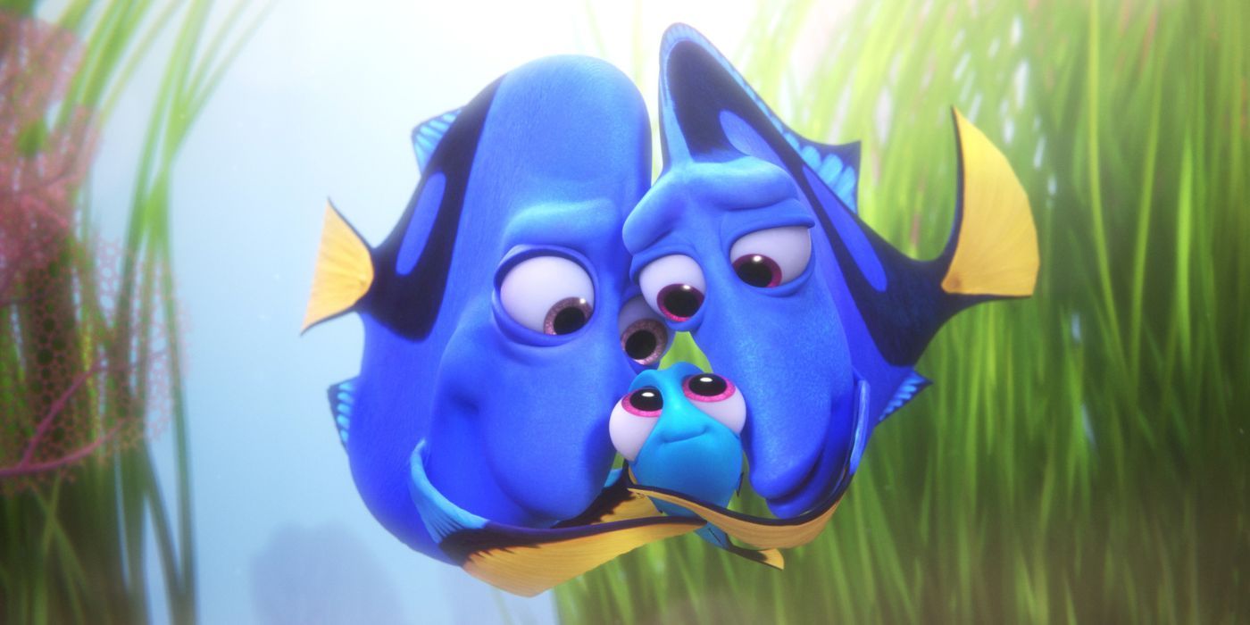 Dory and her parents in Finding Dory