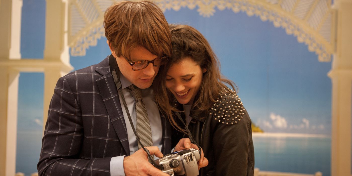 Ian and Sofi looking at a camera in I Origins