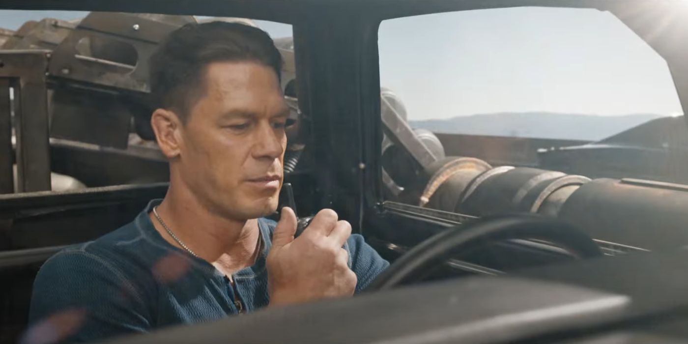 John Cena as Jakob Toretto, driving a car in Fast X