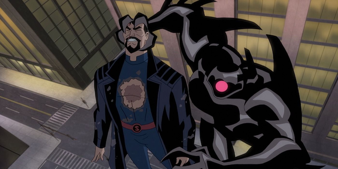 A monster holding a man by the head in Justice League- Gods and Monsters 2015