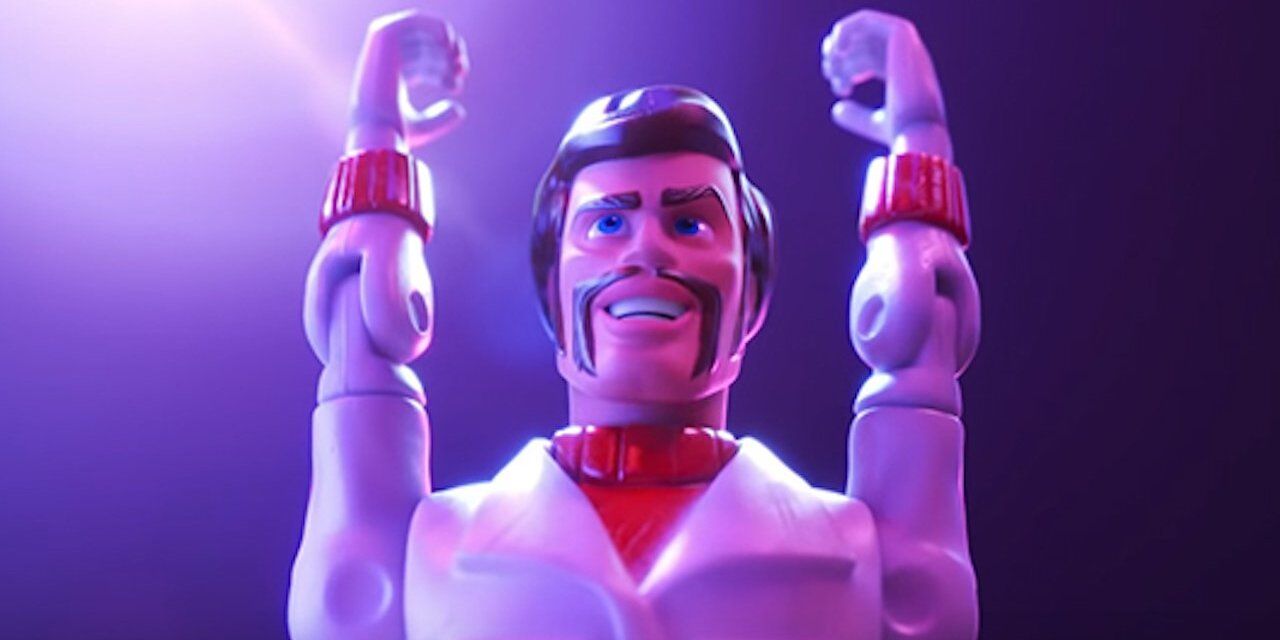 A still from Toy Story 4 featuring the character Duke Caboom played by Keanu Reeves