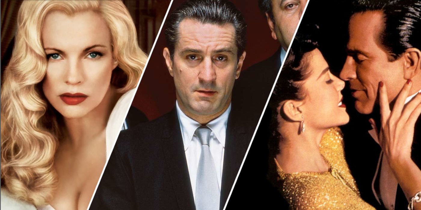 Split image showing characters from L.A. Confidential, Goodfellas, and Bugsy.