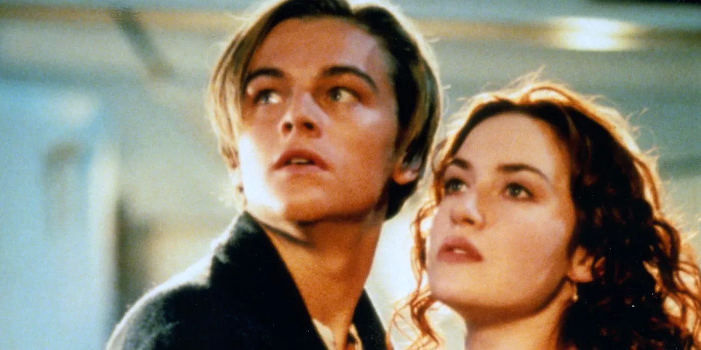 Leonardo DiCaprio dans le rôle de Jack et Kate Winslet dans le rôle de Rose dans Titanic.