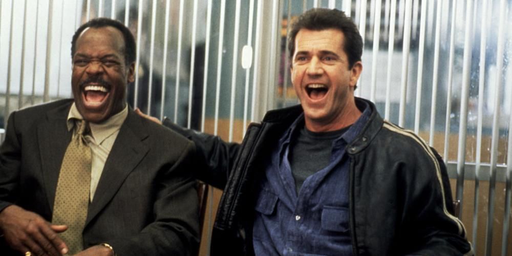 A still from the film Lethal Weapon 4 (1998) featuring Danny Glover and Mel Gibson
