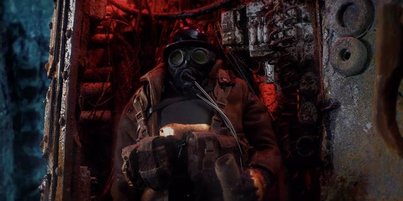 A miner standing in a dark mine in Mad God