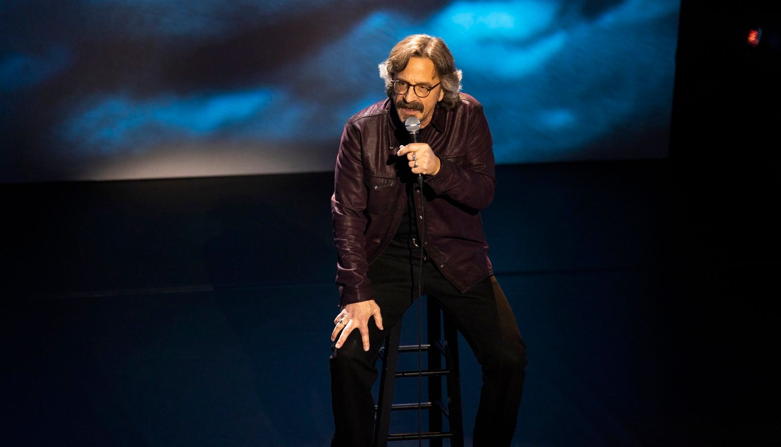 Marc Maron in his HBO comedy special, From Bleak to Dark