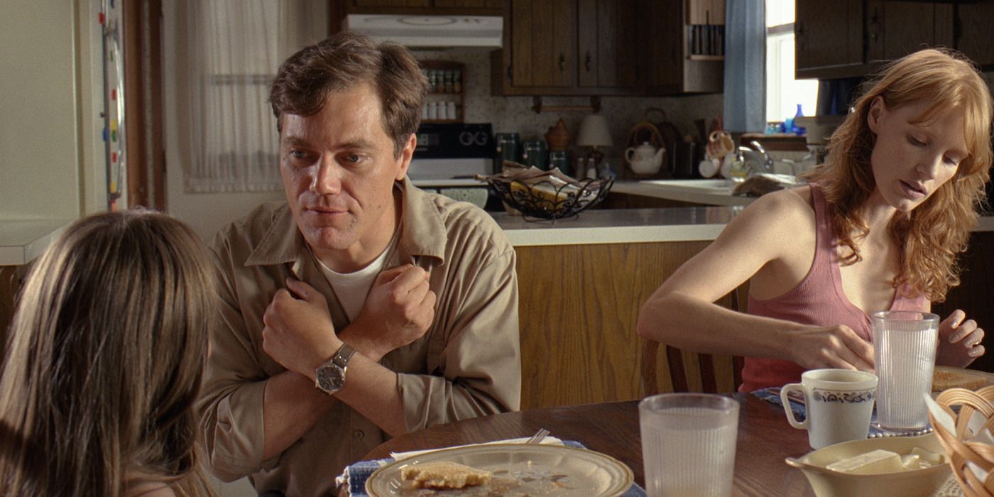 Michael Shannon and Jessica Chastain as Curtis and Samantha having breakfast with daughter in Take Shelter
