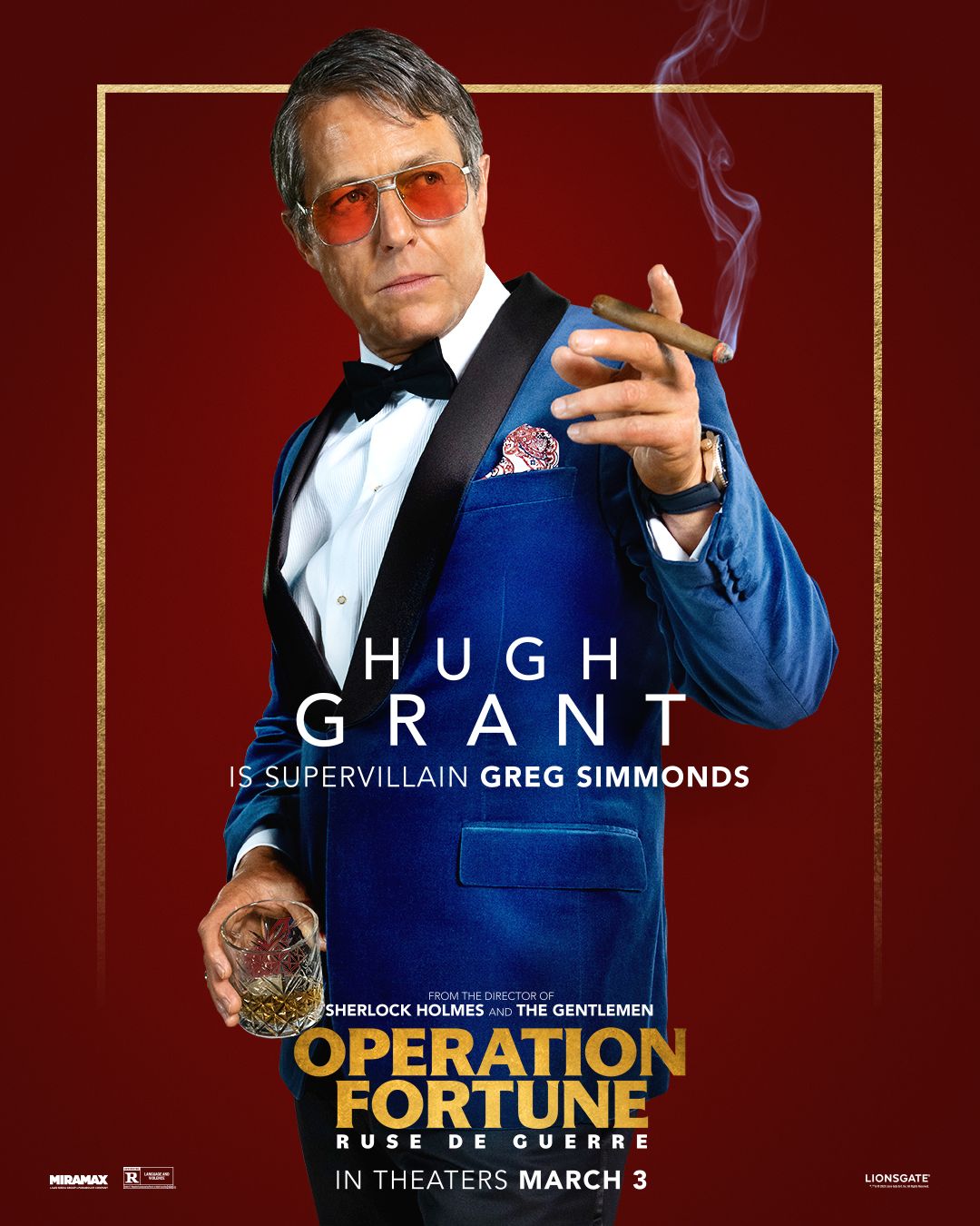 Hugh Grant (Greg Simmonds) dans Opération Fortune.