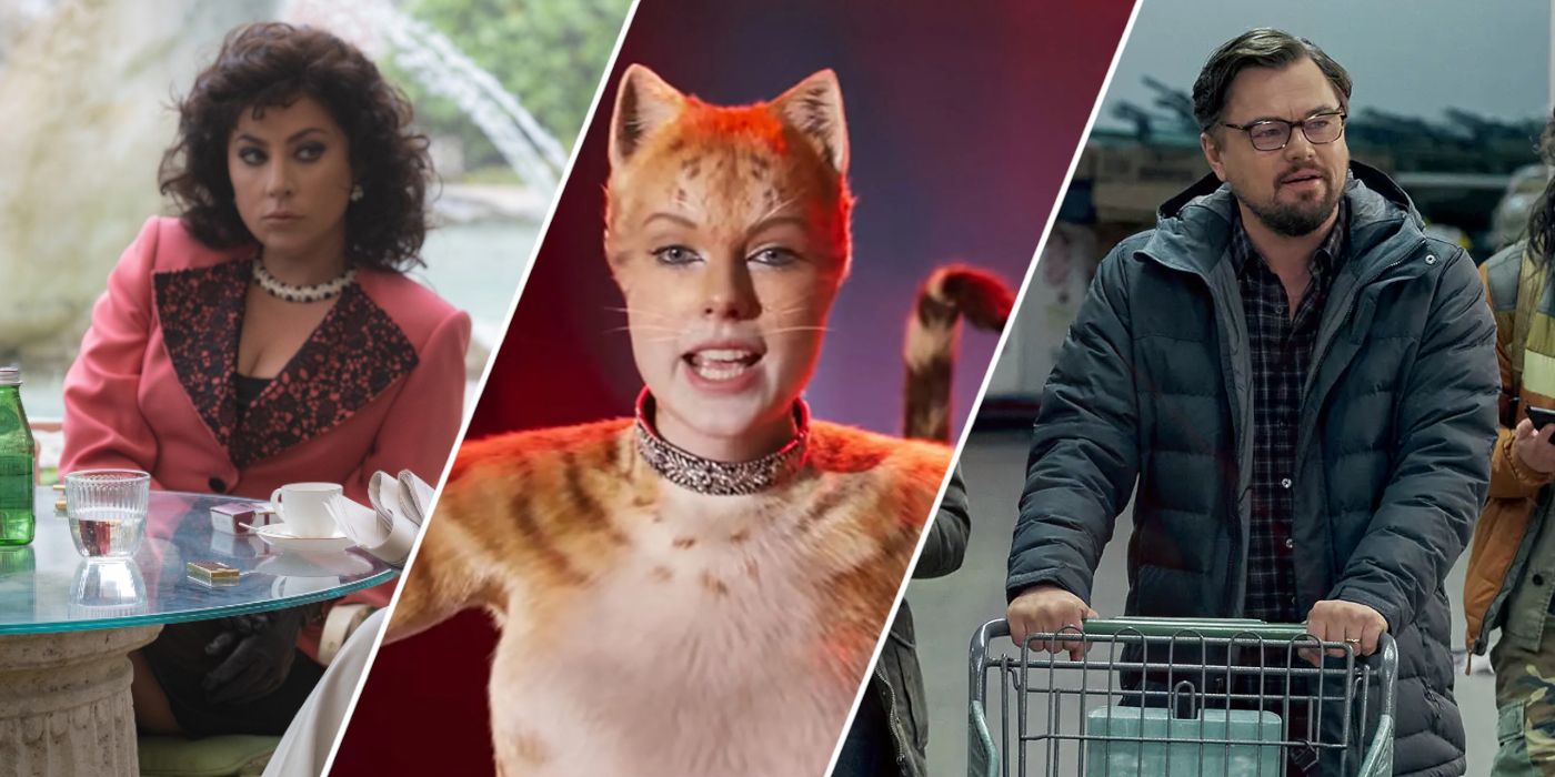 Lady Gaga in 'House of Gucci', Taylor Swift in 'Cats', and Leonardo DiCaprio in 'Don't Look Up'