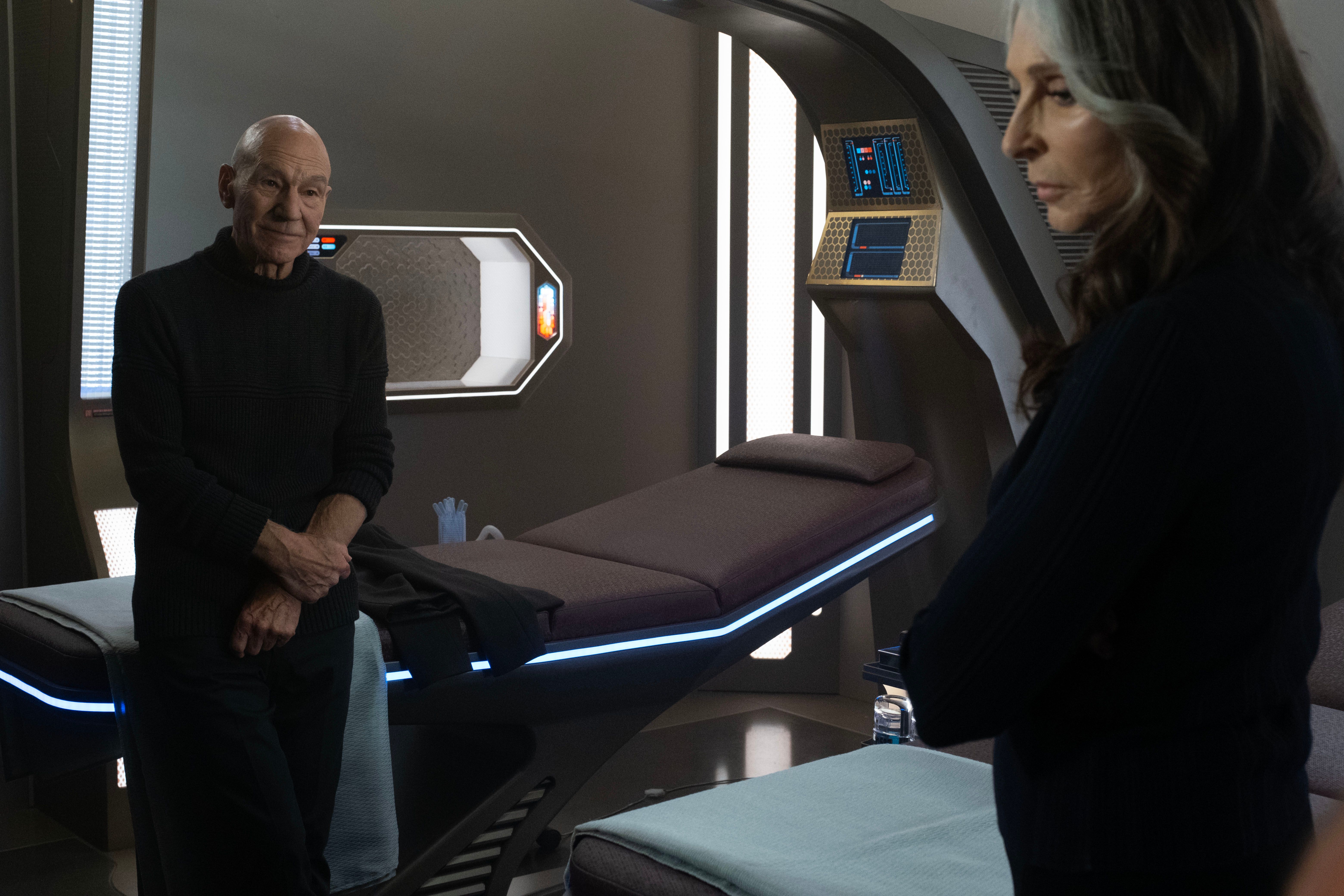 Patrick Stewart and Gates McFadden in Star Trek Picard Season 3 Episode 3 